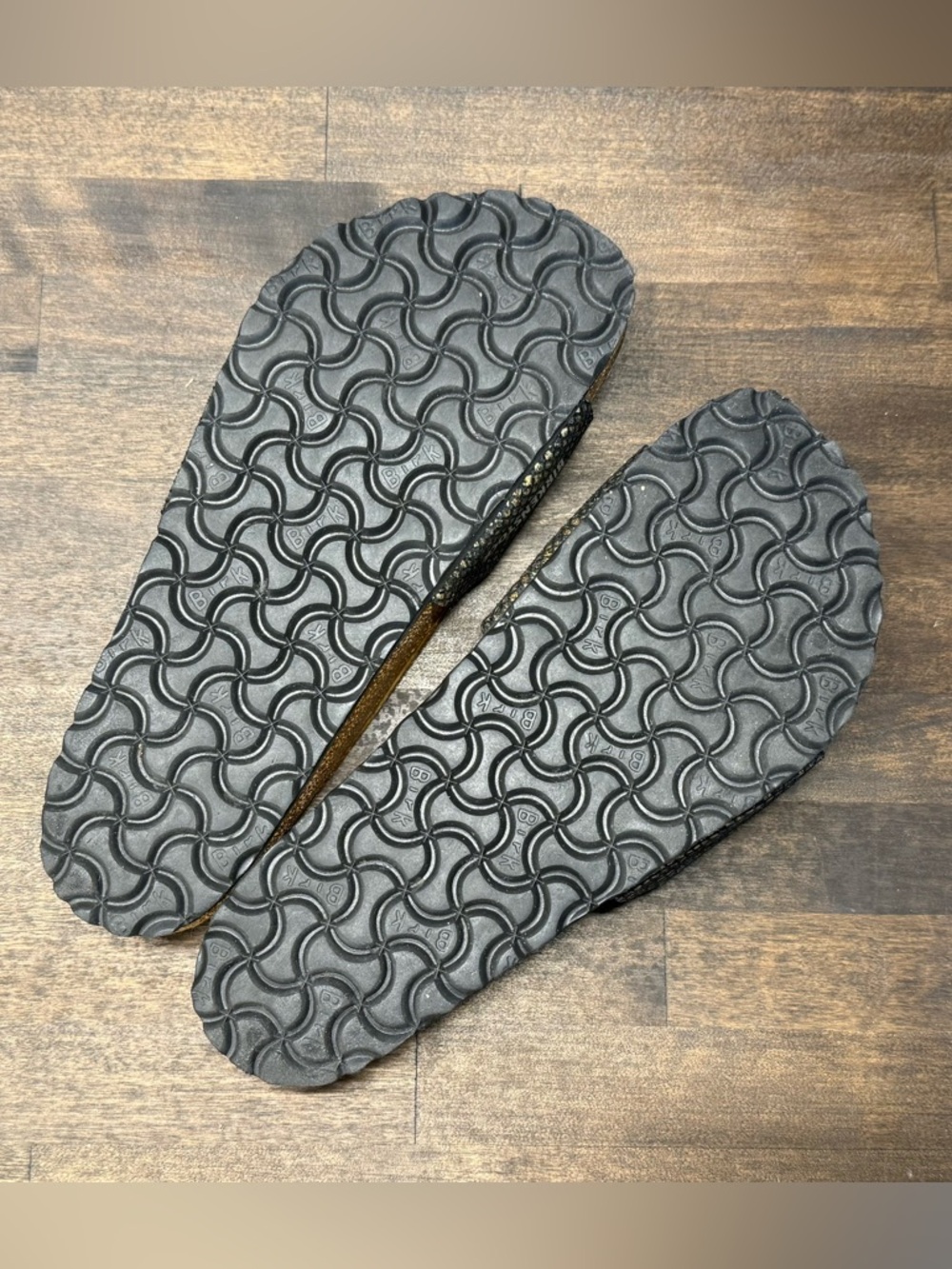 Birkenstock Madrid Metallic Sandals EU 38 Black Gold Snake Texture - Picture 6 of 8